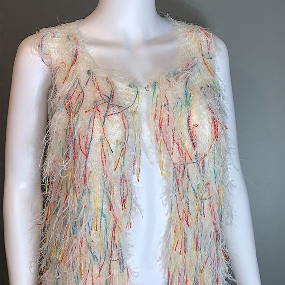Lauren Michelle Womans Shag Long Vest SZ.M - Picture 2 of 5